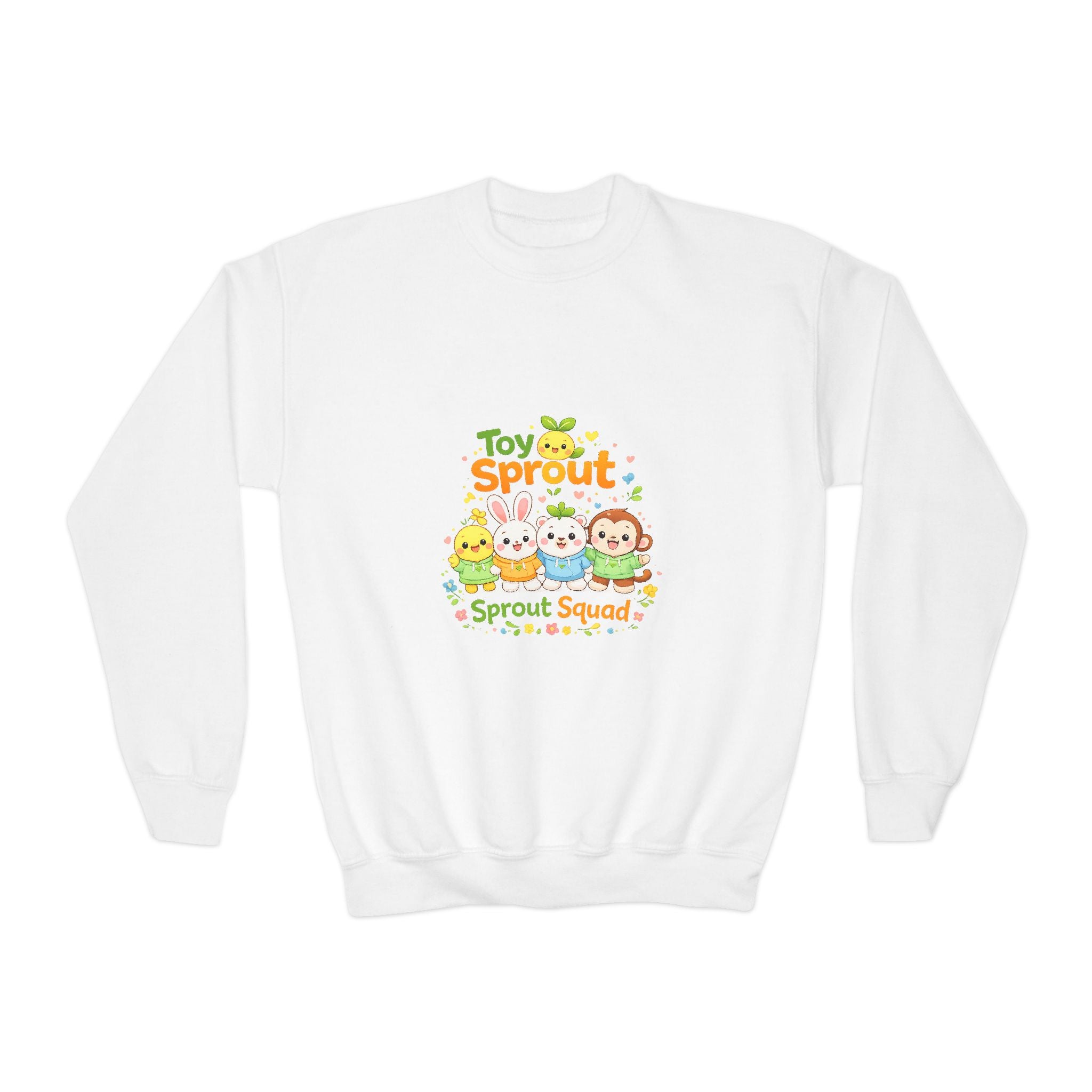 Kids "Toy Sprout" Crewneck Sweatshirt — Cute Sprout Squad Graphic